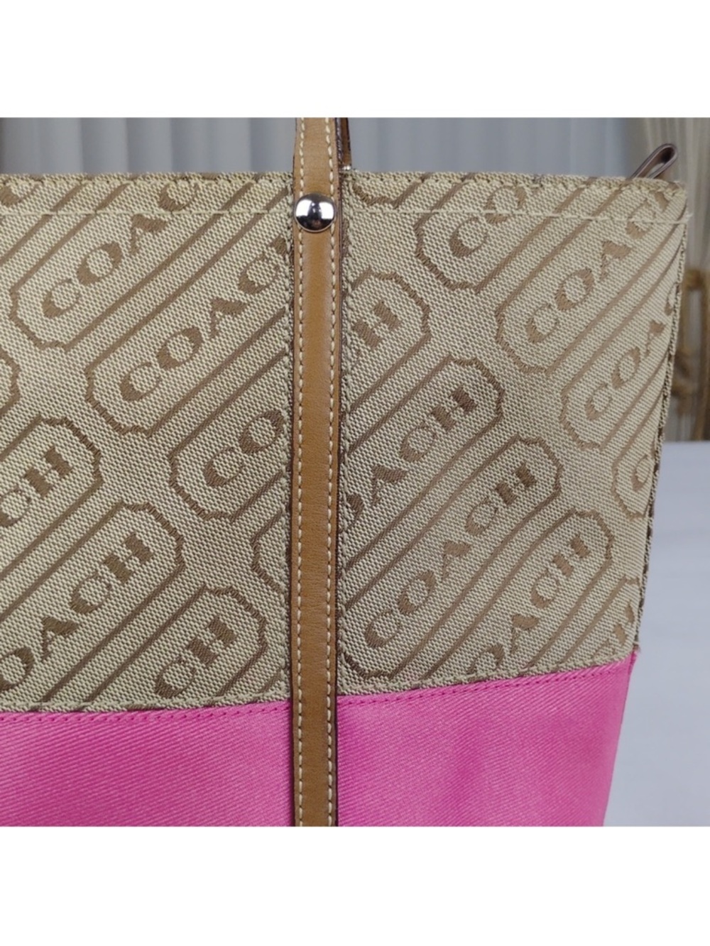 Coach Signature Logo Canvas Tote
Handbag. - Picture 10 of 16